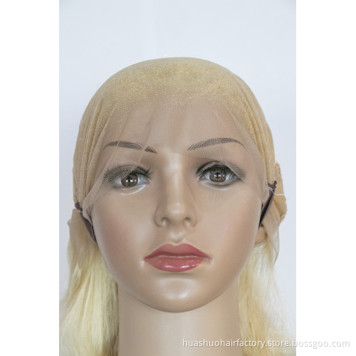 Preplucked Straight Real Human Hair Natural Long Pre Pluck Light Blonde 613 360 Lace Frontal Wig